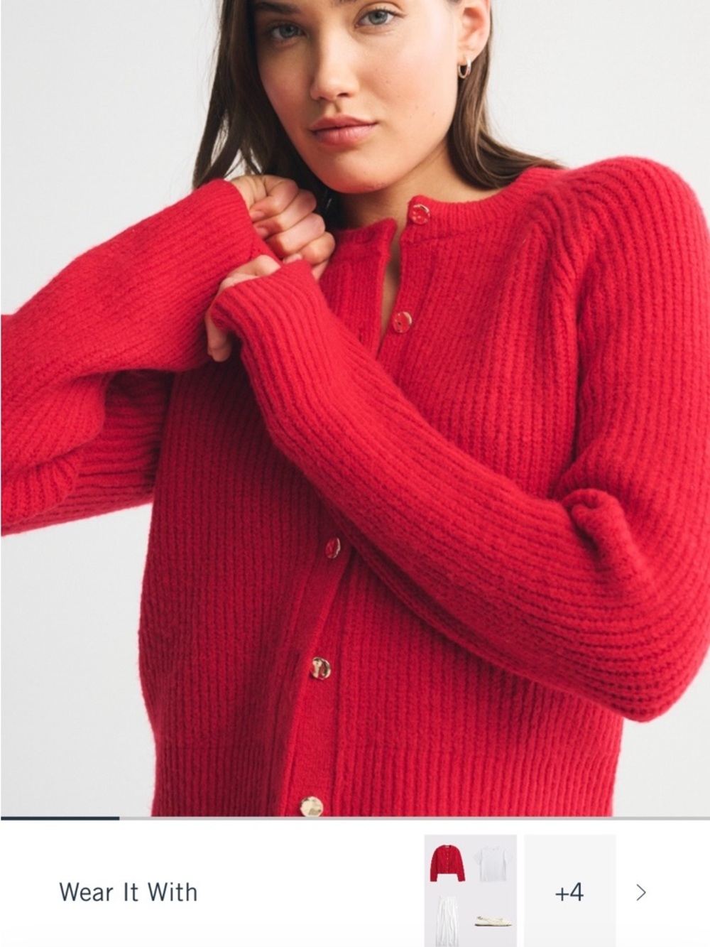 Abercrombie Crew Cardigan, Vivid Red, size large